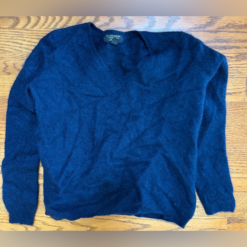 Vintage Charter Club Luxury Navy Blue Cashmere Sweater  Size M